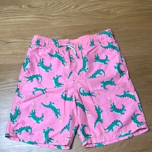 Kids Pink Alligator Print Shorts